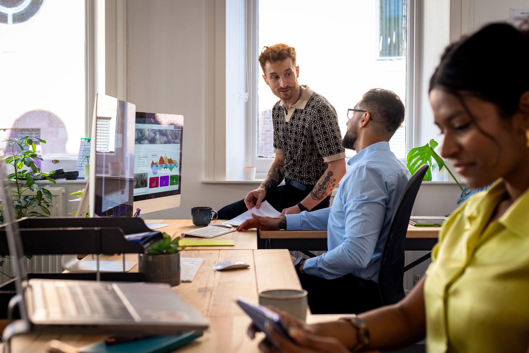 Product team collaborating on app presentation